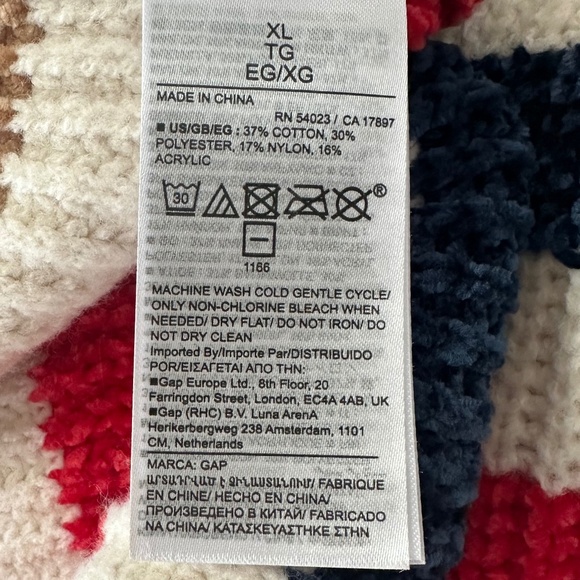 GAP Multicolour Split Hem Cotton Chenille Stripe Sweater - Size XL - Picture 11 of 12